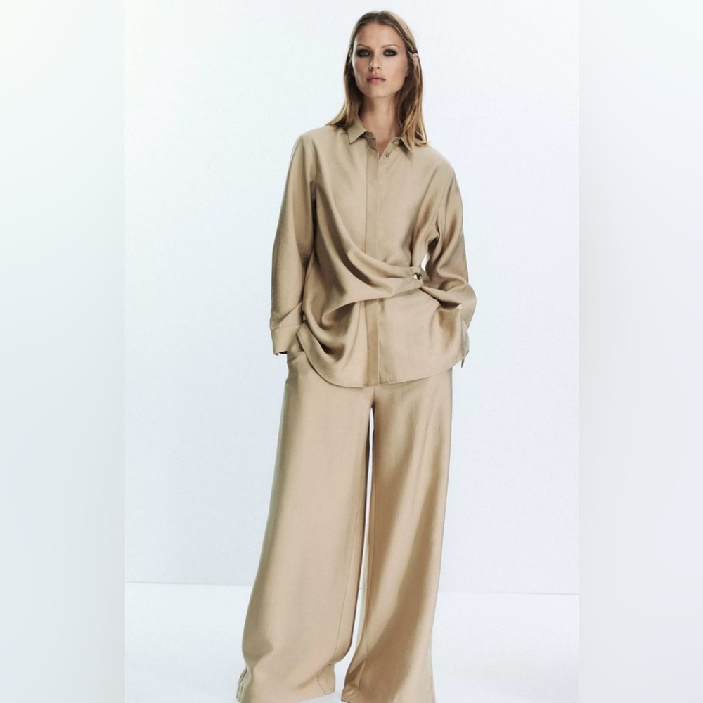Zara GOLD BUTTON WRAP SHIRT - Picture 1 of 9